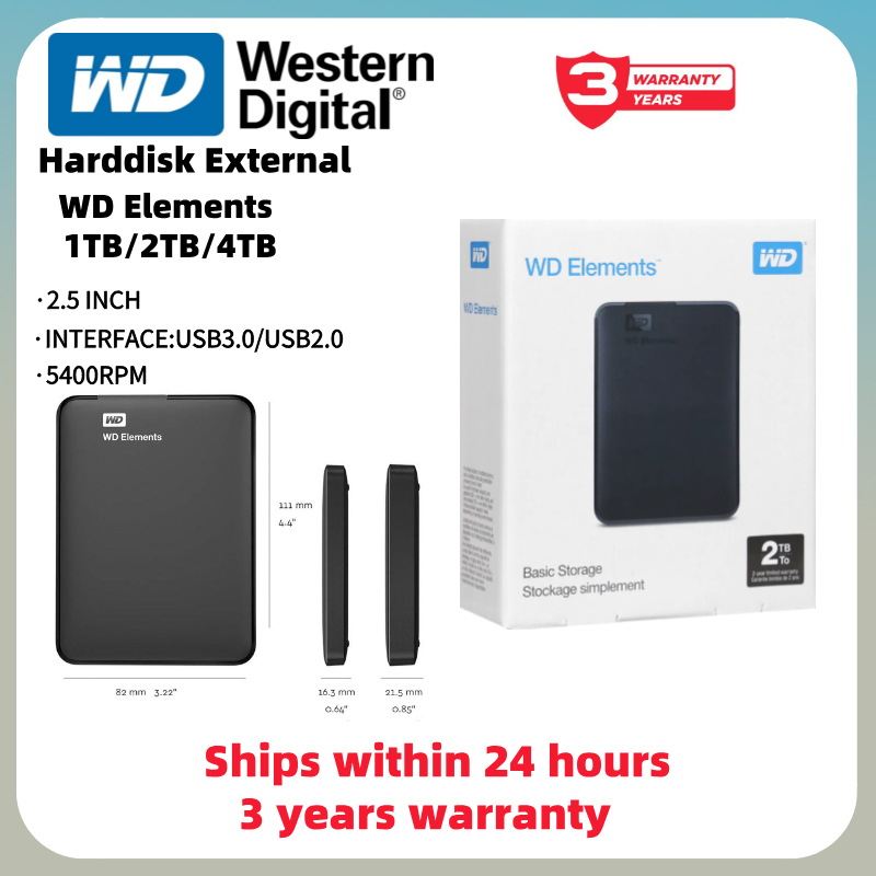 WD Elements 500GB/1TB/2TB/4TB - HDD / Hardisk /External Harddisk / Portable hard drives 2.5" USB 3.0