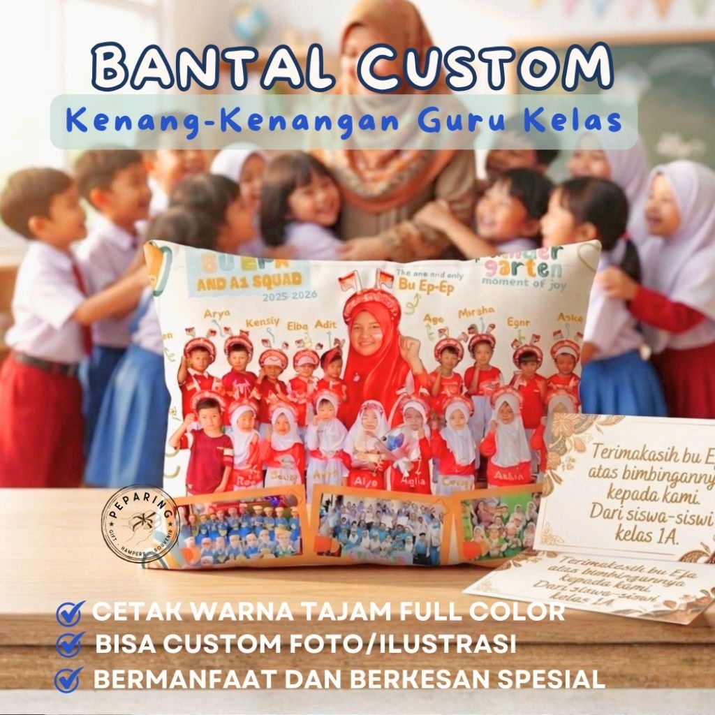 BANTAL CUSTOM UNTUK KENANGAN KADO GURU KELAS PREMIUM SOUVENIR