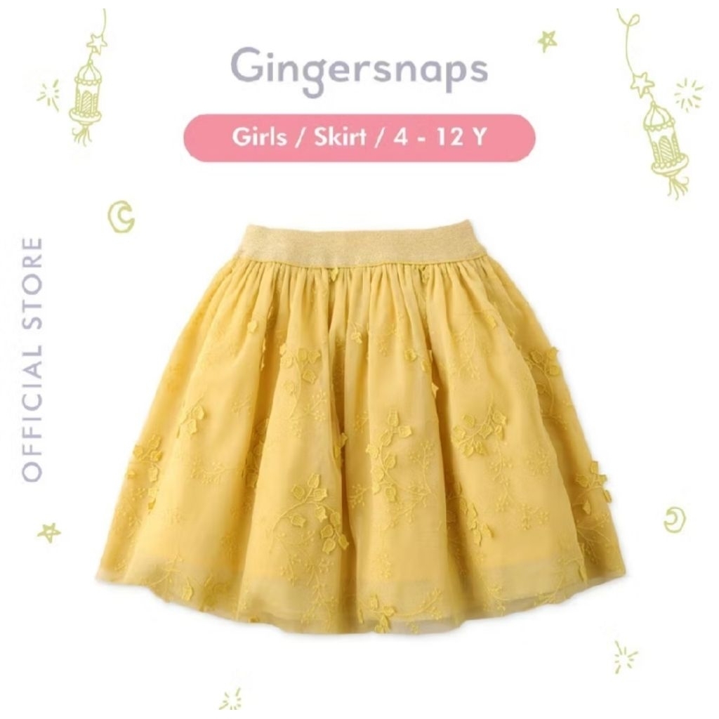 GINGERSNAPS FESTIVE RETRO SKIRTS YELLOW / ROK ANAK PEREMPUAN KUNING KUNYIT MUSTARD BROKAT