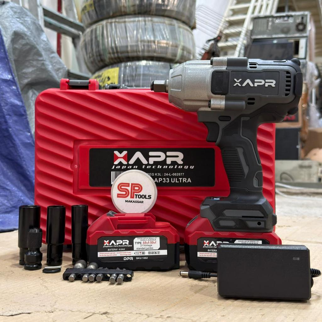 MESIN BOR IMPACT WRENCH / IMPEK ALAT BUKA BAUT CORDLESS BATERAI CAS 1/2" 99VF APR XAPR AP33ULTRA