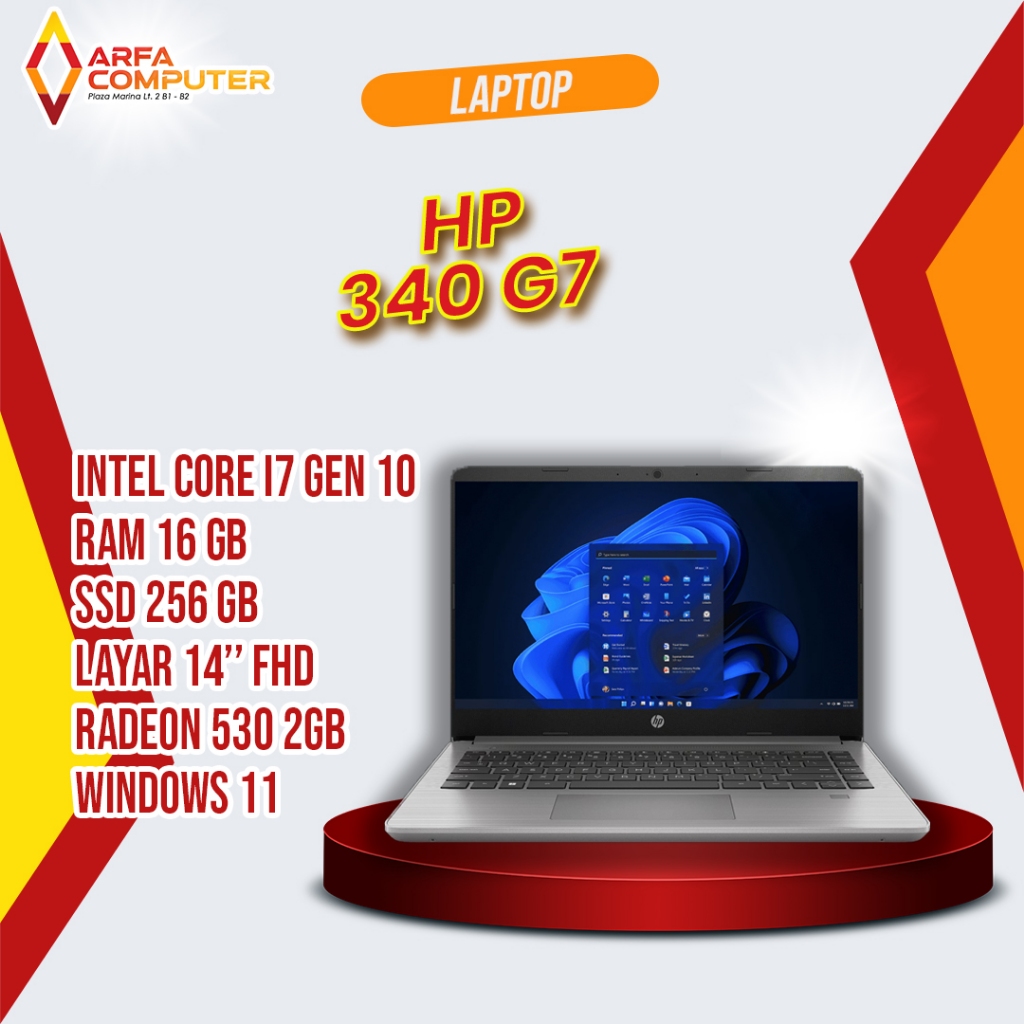 Laptop Second Premium HP 340 G7 Intel Core I7 Gen 10 RAM 16GB SSD 256GB Windows 11 Original