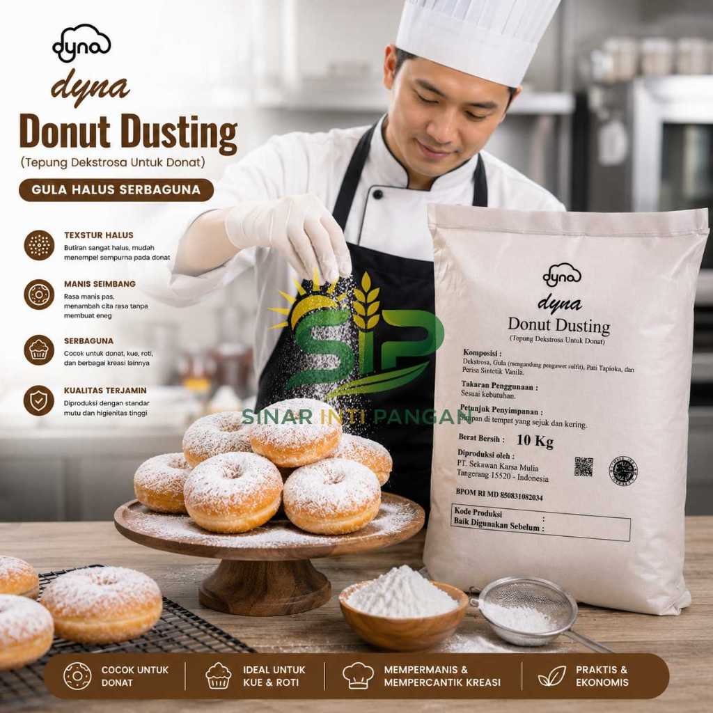 Gula Dusting Donut Dyna Gula Dingin Halus Anti Meleleh Karung Bag Grosir Bahan Taburan Kue Donat 10k