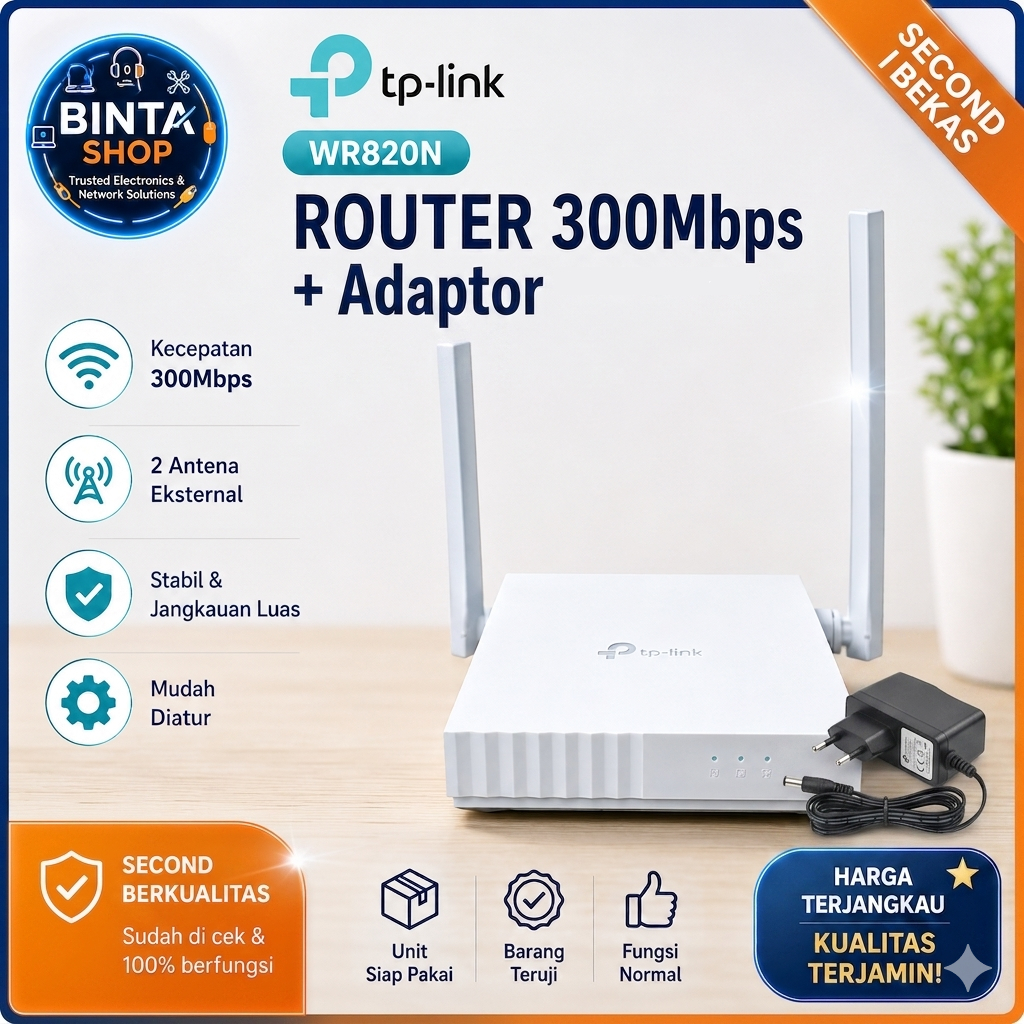TP-LINK WR820N WIRELESS ROUTER BEKAS LIKE NEW | SINYAL KUAT 2 ANTENA | BISA JADI ACCES POINT & REPEA
