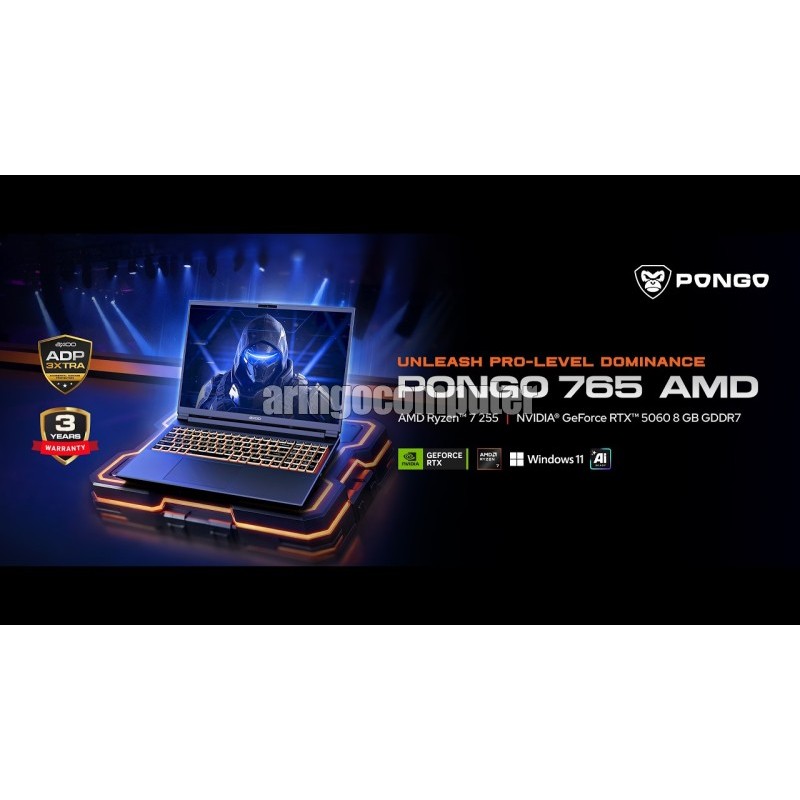 Laptop Axioo MYBOOK PONGO 765 RYZEN 7 255 16GB -SSD 512GB -RTX5060 8GB -WIN11 -BLACK