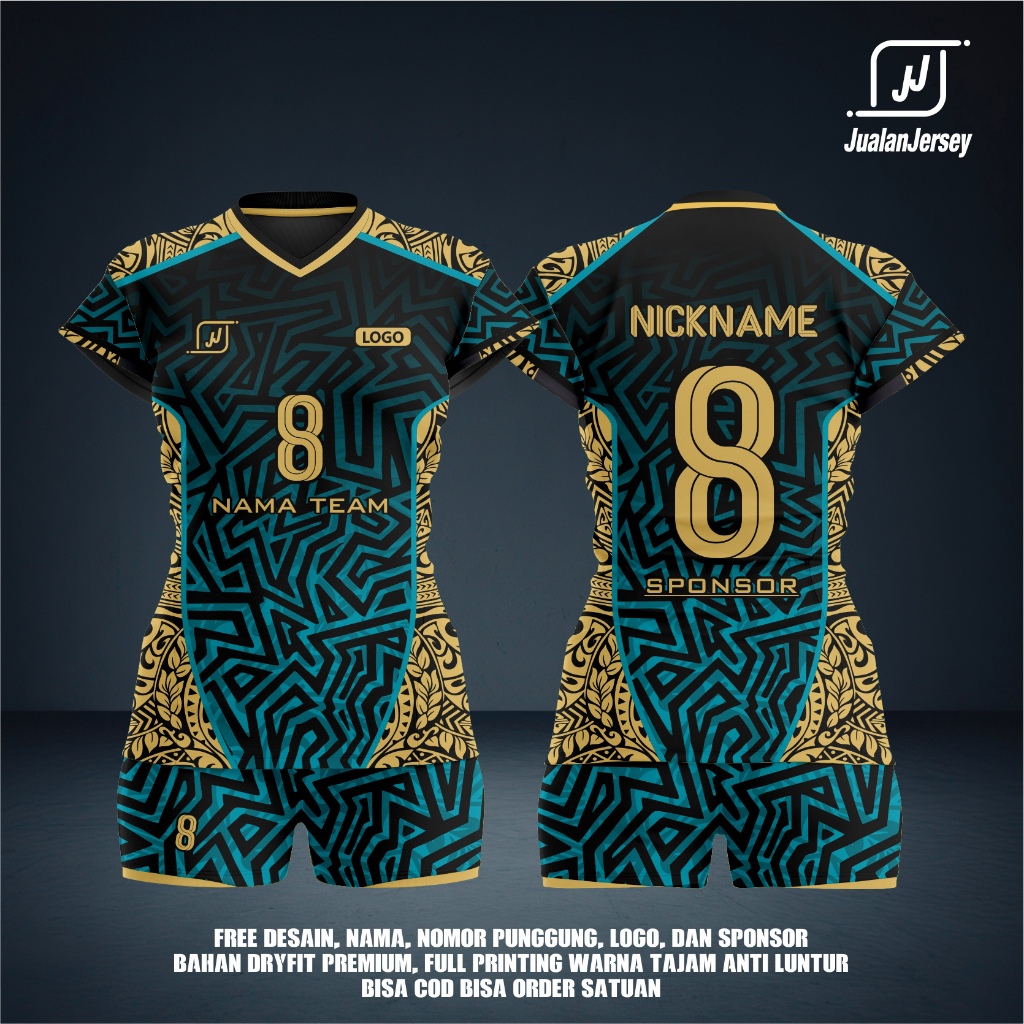 JERSEY BAJU KAOS VOLI VOLLY CEWEK/PUTRI CUSTOM FREE CUSTOM DESIGN- NAMA-CLUB
