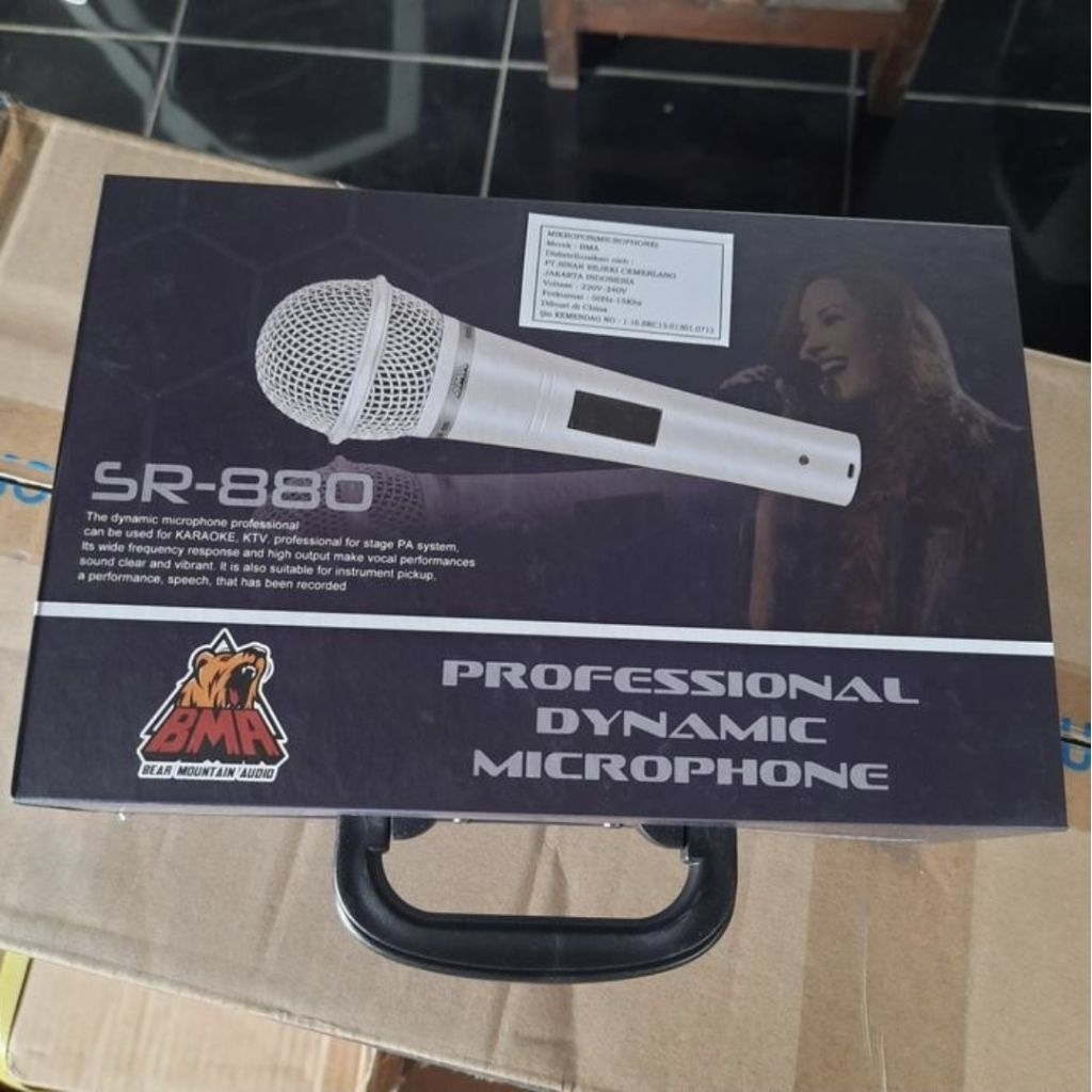 Mic BMA SR880 Original White SR 880 Microphone Dynamic Vocal Audio Putih