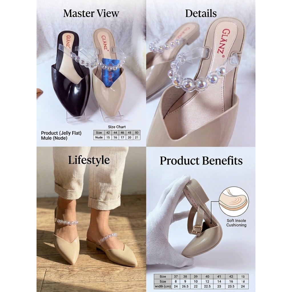 (cod)Sepatu jelly Transparan Full jelly Motif mutiara/Sepatu sandal wanita Slip on jelly glossy