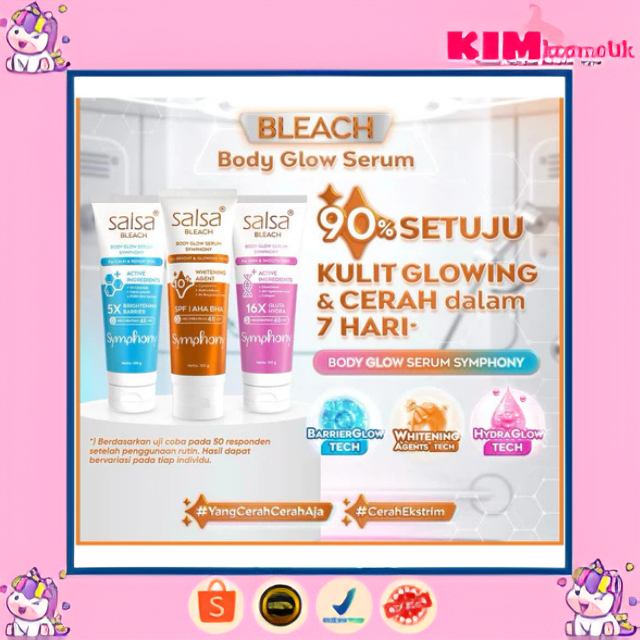 Salsa Bleach Body Glow Serum Symphony Whitening Agent Spf AHA BHA Melembabkan 100g