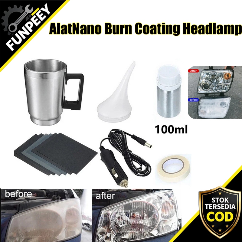 (Stok Tersedia)Alat Nano Burn Coating Headlamp Paket Nano Burn Coating Personal Teko Mug Nano Burn C
