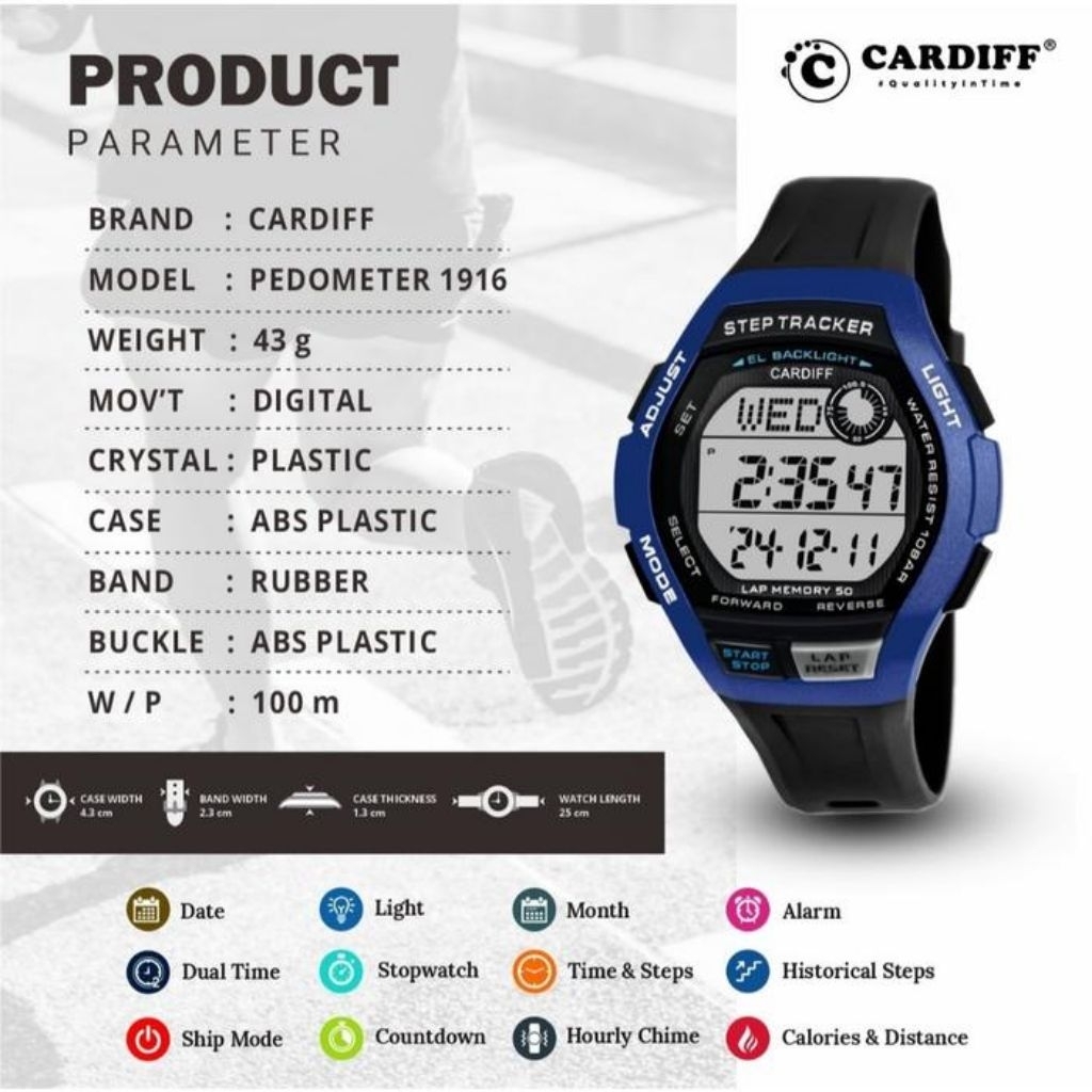 Jam Tangan Pria Cardiff 1916 Sport Edition Black