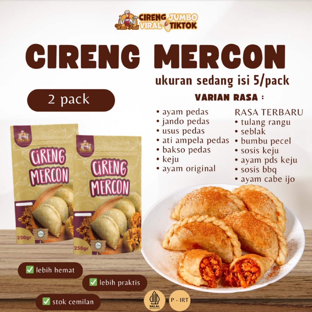 (OFFICIAL UMAFOOD) 2 PACK CIRENG MERCON ISI AYAM SUWIR PEDAS/JANDO PEDAS/USUS PEDAS/ATI PEDAS/KEJU M