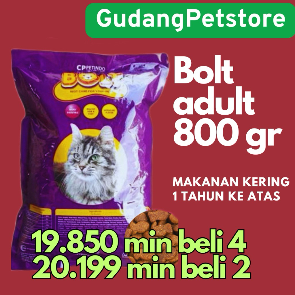 BOLT Makanan Kucing Kering usia 1 tahun ke atas / Dry food Makanan Kucing