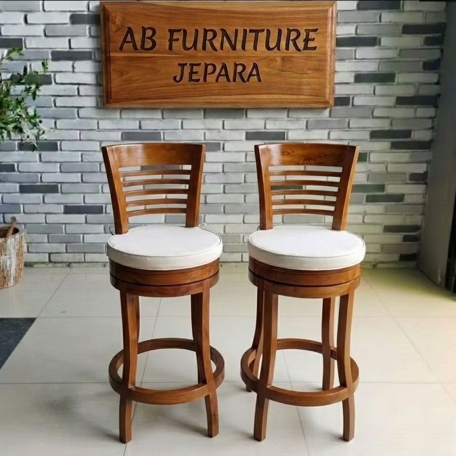 BIG PROMO KURSI BAR PUTAR KURSI CAFE PUTAR KAYU JATI