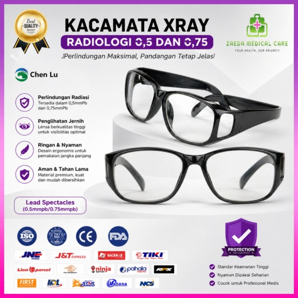 Kacamata pb 0,05 Mmpb dan Kacamata pb 0,75 Mmpb / Kaca mata Xray / Kacamata Radiologi