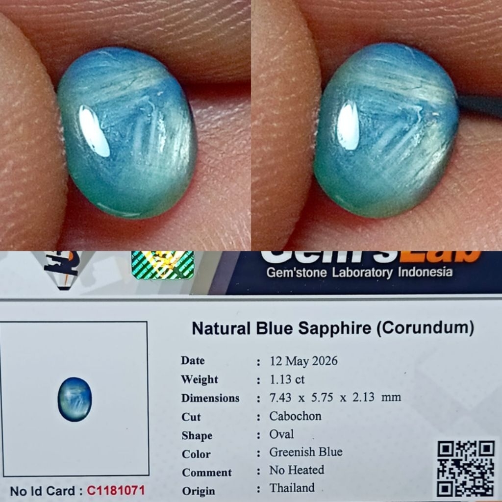 natural blue sapphire greenish blue no heated thailand memo GLI