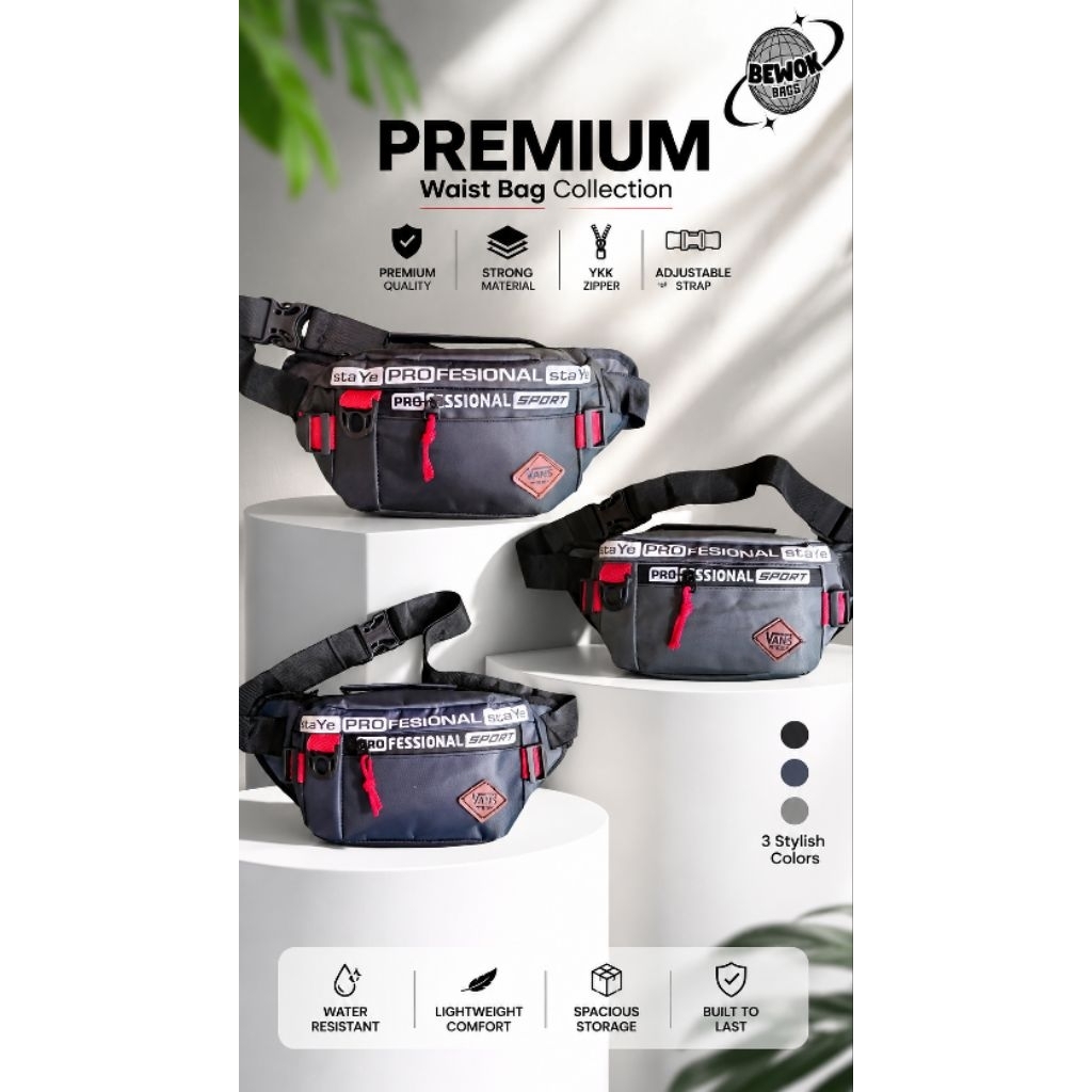 tas waistbag pria premium waterproof tas selempang pria waterproof anti air tas pinggang, tas punggu