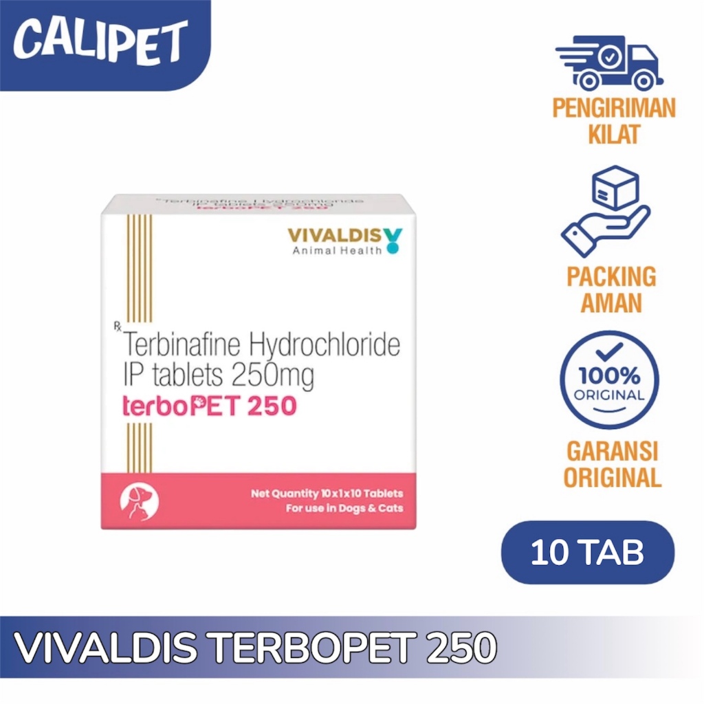 Vivaldis Terbopet 250 Tablet Anti Fungal Obat Jamur / Kulit Merah / Gatal Kucing Anjing 10 Tablet