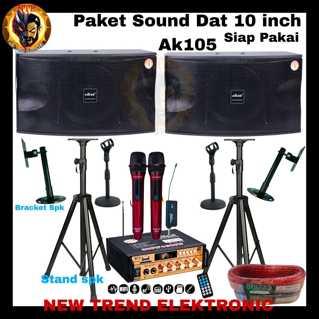 Paket Sound Pasif Dat Ak105 Original Garansi Resmi Ak 105 10inch Siap Pakai
