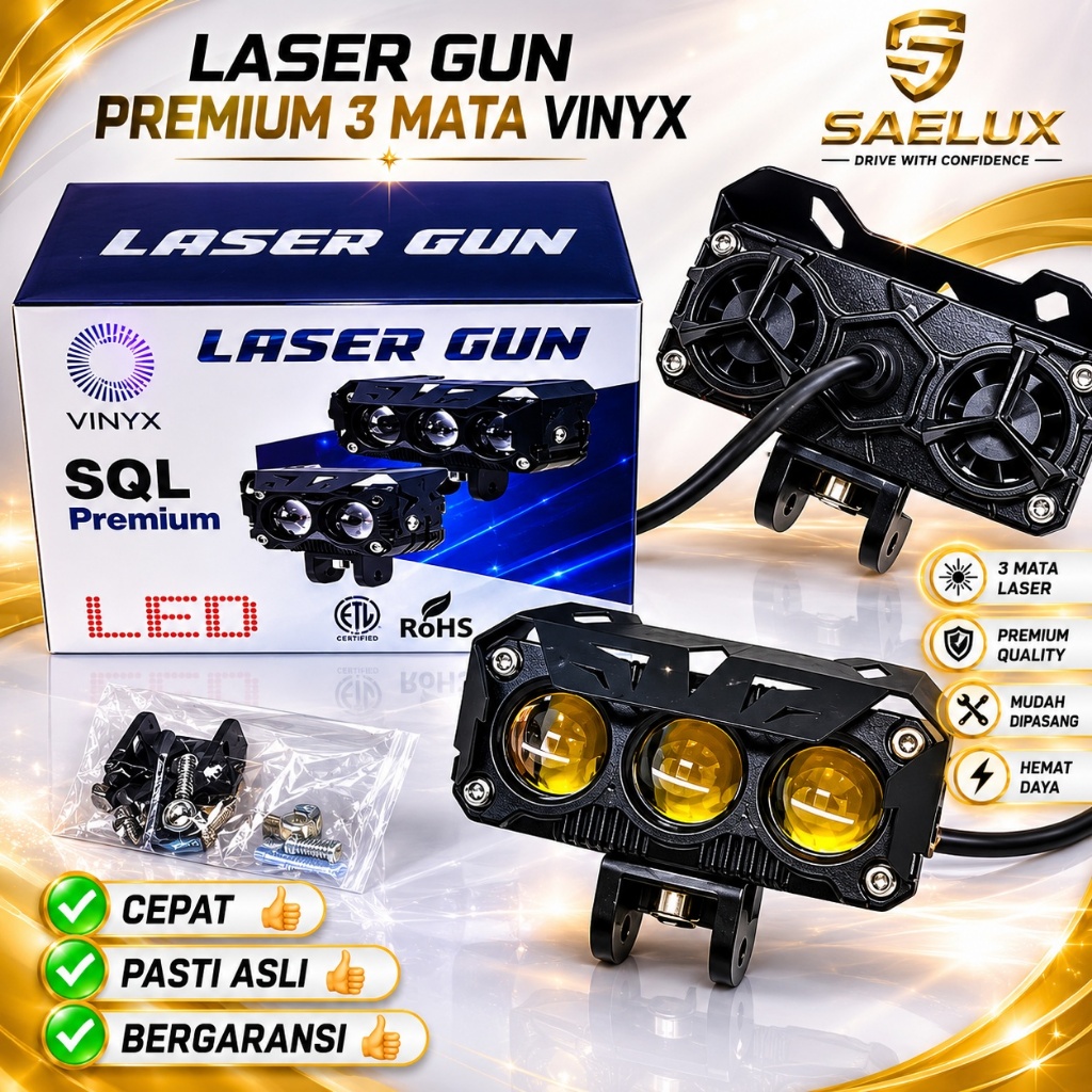LAMPU TEMBAK LASERGUN 3 MATA PREMIUM VINYX / LAMPU TEMBAK VINYX