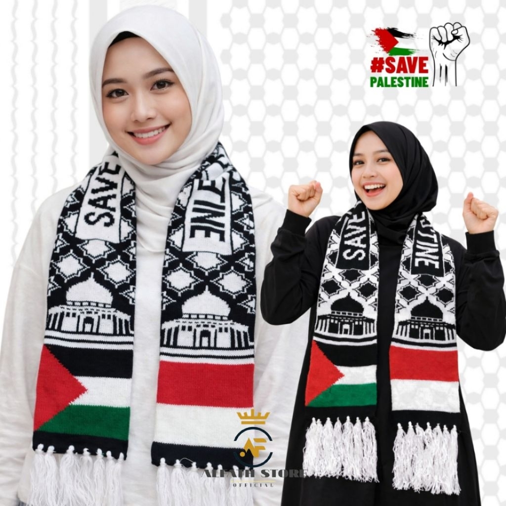 Syal Palestina Rajut Untuk Pria/Wanita | Sal Palestina Ukuran 136x14 Cm,
