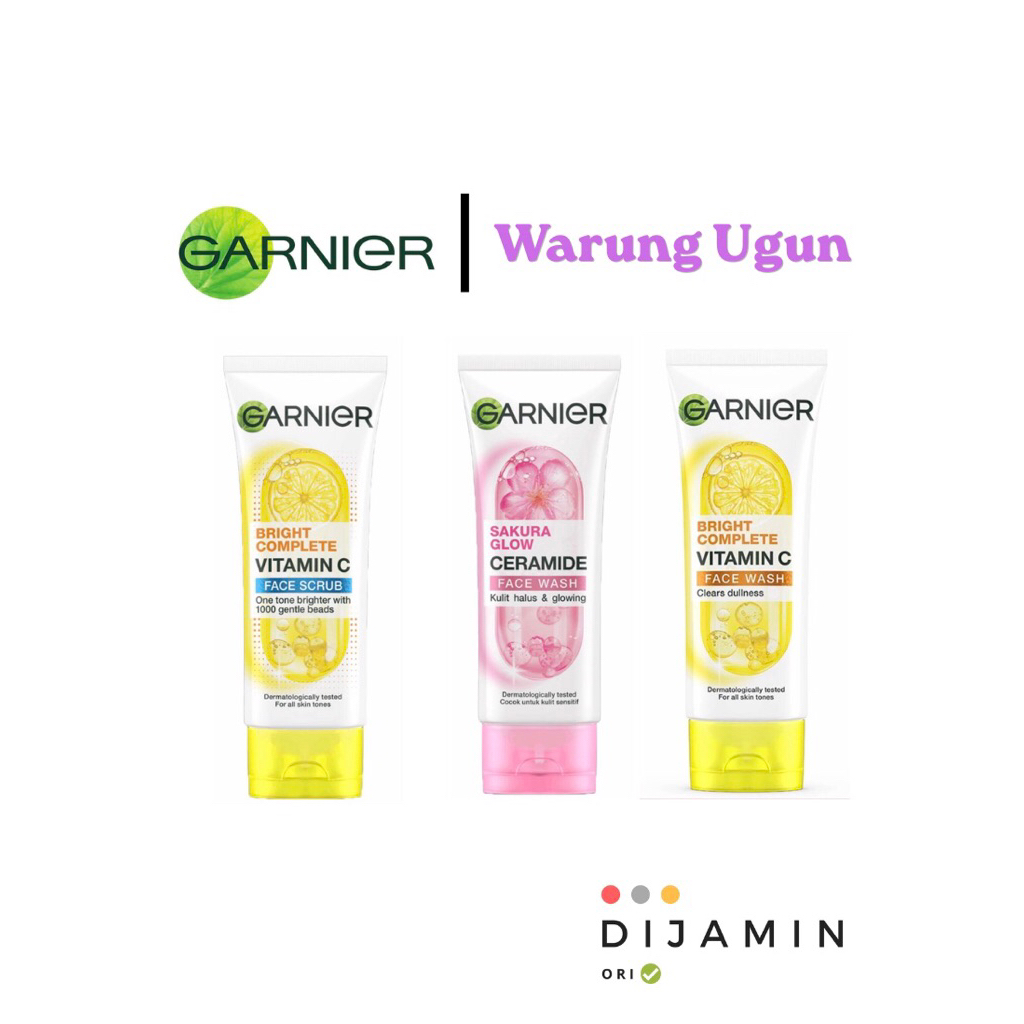Garnier Bright Complete Brightening Foam | Scrub | Sakura Sabun Cuci Muka