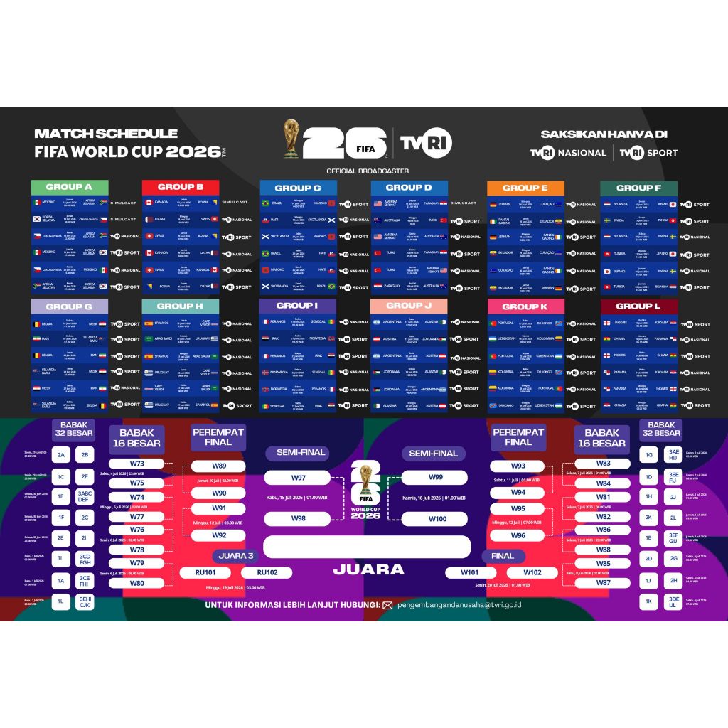 Poster jadwal piala dunia 2026 murah A3