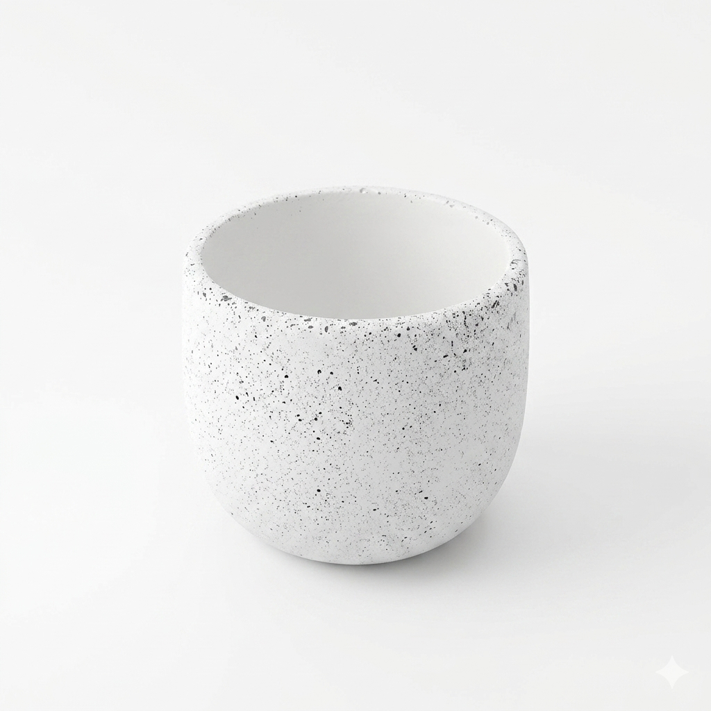 Pot Teraso Putih Bulat Oval 12cm
