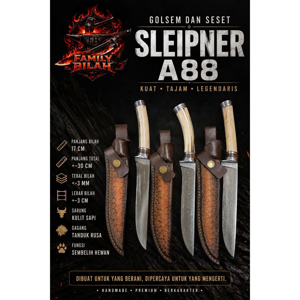 PISAU SLEIPNER A88 TAHAN KARAT 17cm
