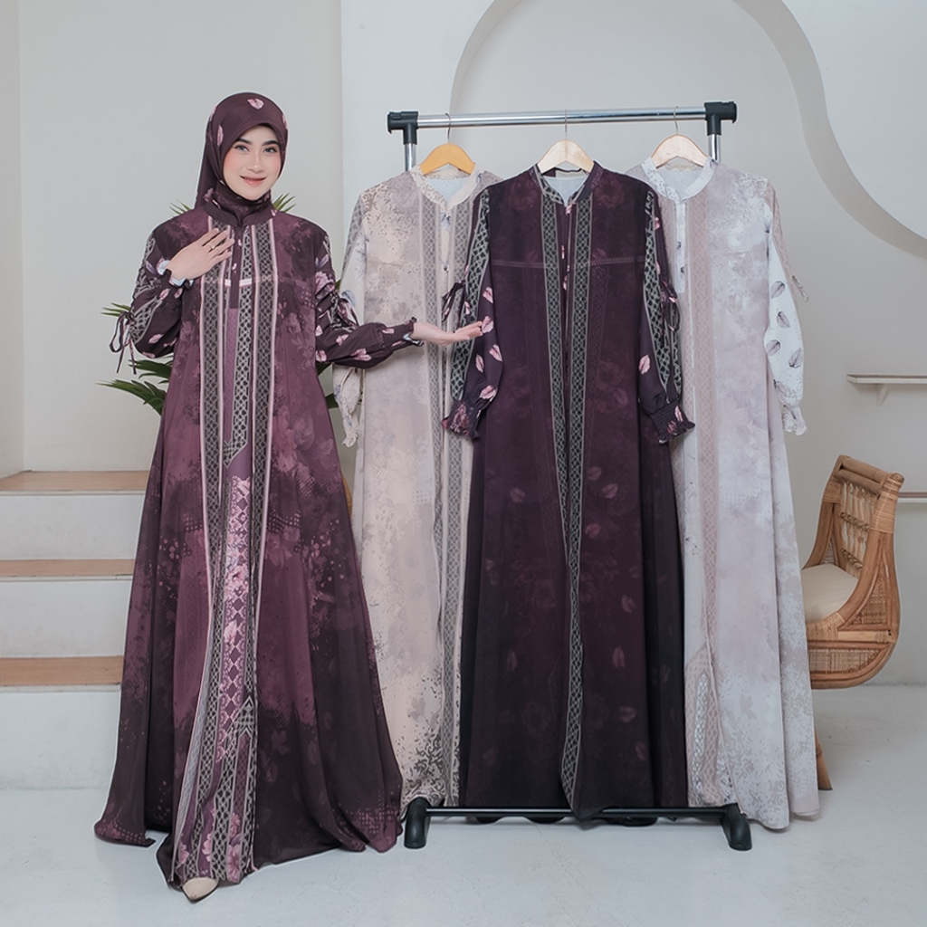 Raniaa Dress Premium Muslimah | Gamis Motif Elegan, Anggun dan Mewah