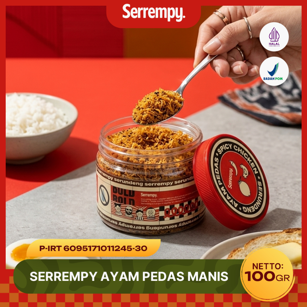 Serundeng Ayam Pedas Manis 100gr Serrempy Lauk Siap Saji Homemade Tanpa Pengawet