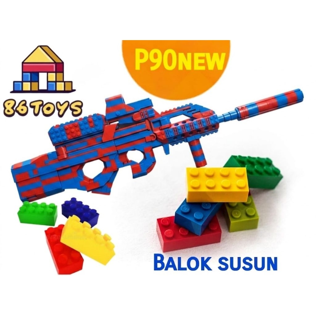 mainan balok susun diy model p90 mainan anak viral