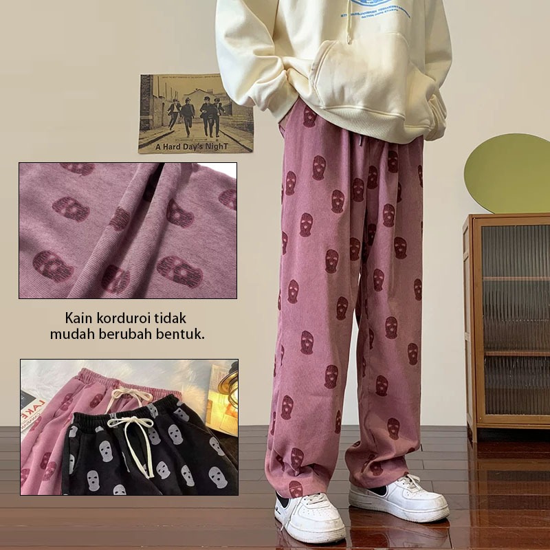 Celana Corduroy Celana Baggy gombrong Celana hip hop Celana panjang pria baggy pants