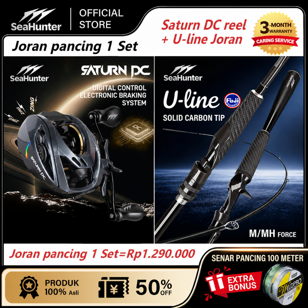 [OFFICIAL] SeaHunter Joran pancing 1 Set= Saturn DC reel+U-line Joran 1.8M | Baitcasting Reel Sistem