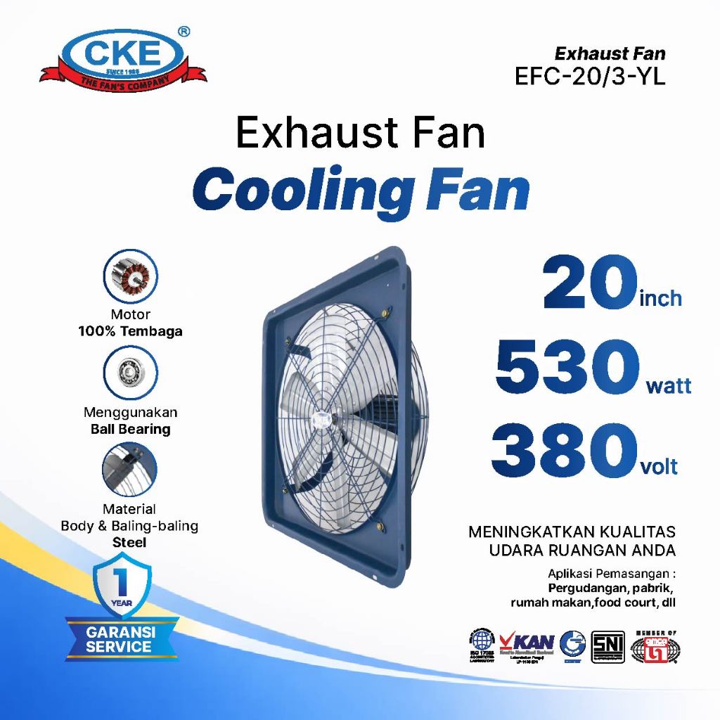 Exhaust Fan Cooling Fan 20 Inch 380V INDUSTRI Exhaust Dinding Eksos Dinding Blower Gedung