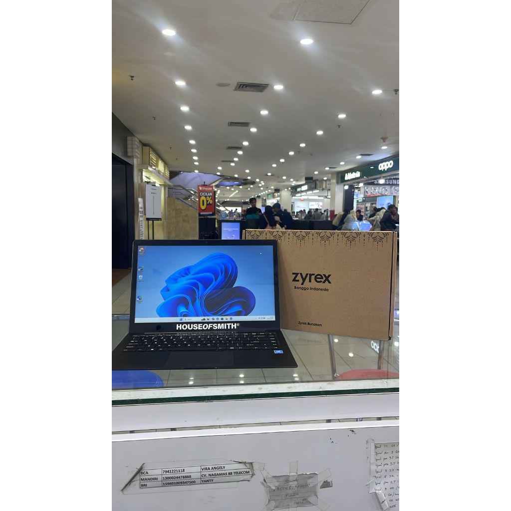 LAPTOP ZYREX NOTEBOOK BUNAKEN BLACK 14"INCH SECOND SEKEN BEKAS