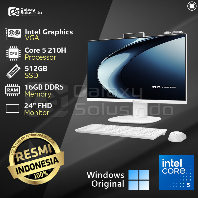 AIO ASUS V440VAK-W515WOM - Intel Core 5 210H 512GB SSD 16GB RAM 24 Inch - White All In One - HG