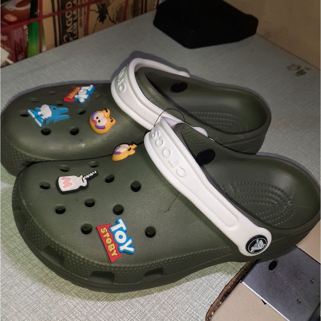 sandal crocs baim bustong classic ori original cutting cut made indonesia 37 j4 hijau emerald baru