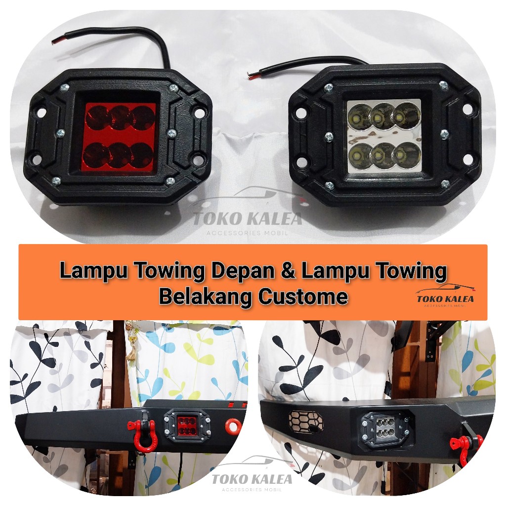 Lampu Sorot Tembak Bumper Led Bar Foglamp Towing 12-24volt Mata Bemper Merah Putih