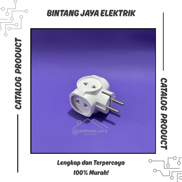 LUMMENT Steker T Datar 4 Cabang ST-6834 / Colokan Cabang Kuningan SNI