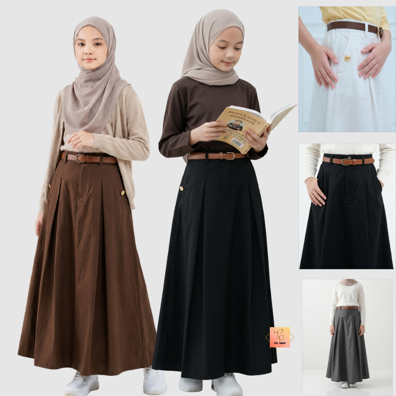 Rok Anak Perempuan A Line Model Korea Style Terbaru Free Belt Yuna Toko Gamis
