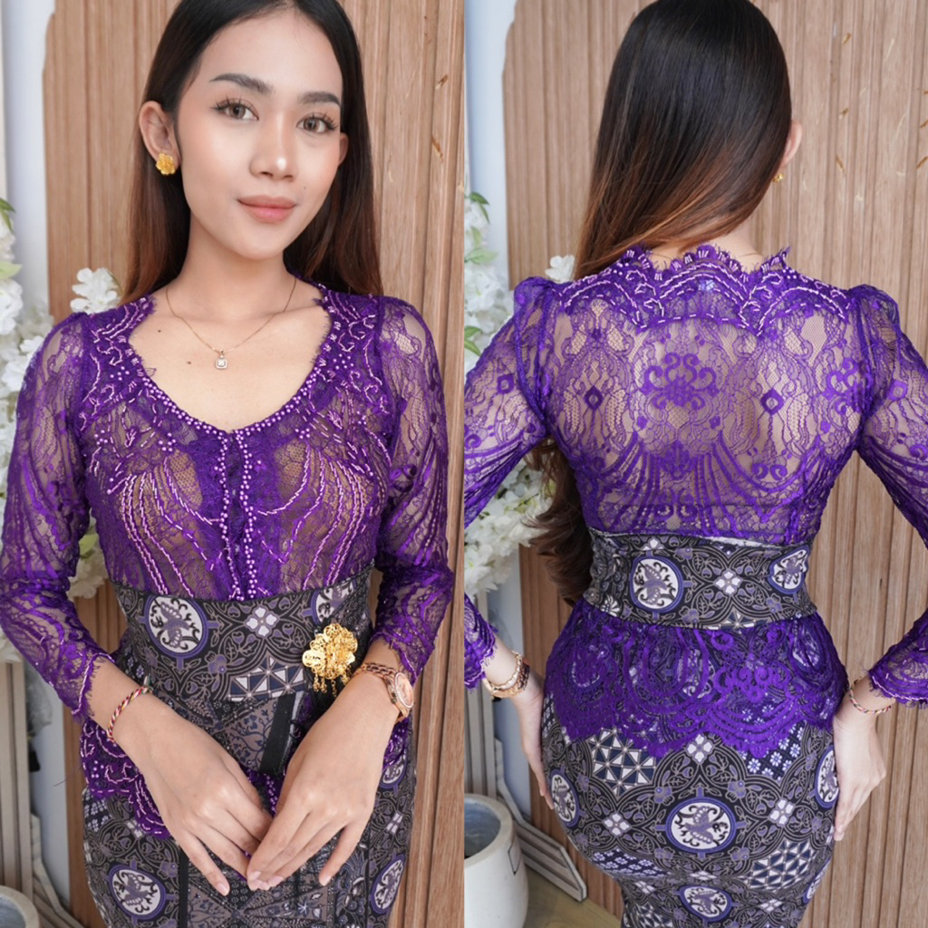 (Kebaya saja) SAFIRA PAYET FULL DEPAN - kebaya bali jadi payet metalik wisuda kundangan sabrina Atas