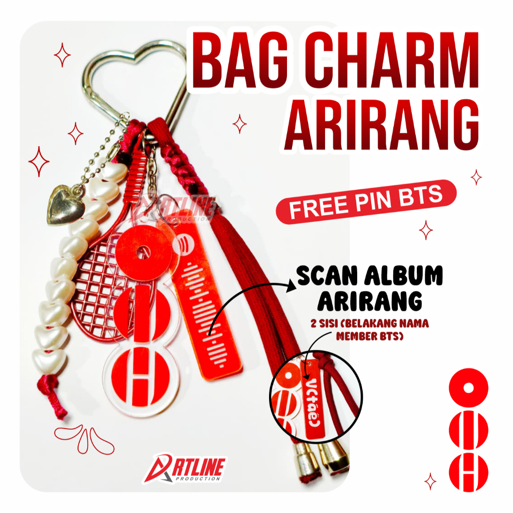 BAG CHARMS BTS | BAG CHARMS ARIRANG | KEYCHAIN BTS ARIRANG | GANTUNGAN KUNCI BTS ARIRANG | MERCH BTS