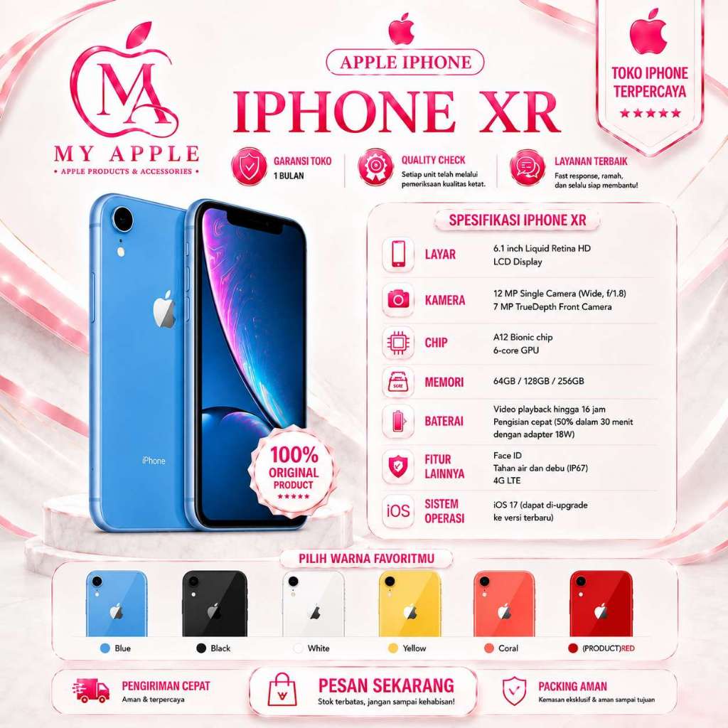 Iphone XR Second Ori Fullset 64GB 128GB All Sim Bergaransi