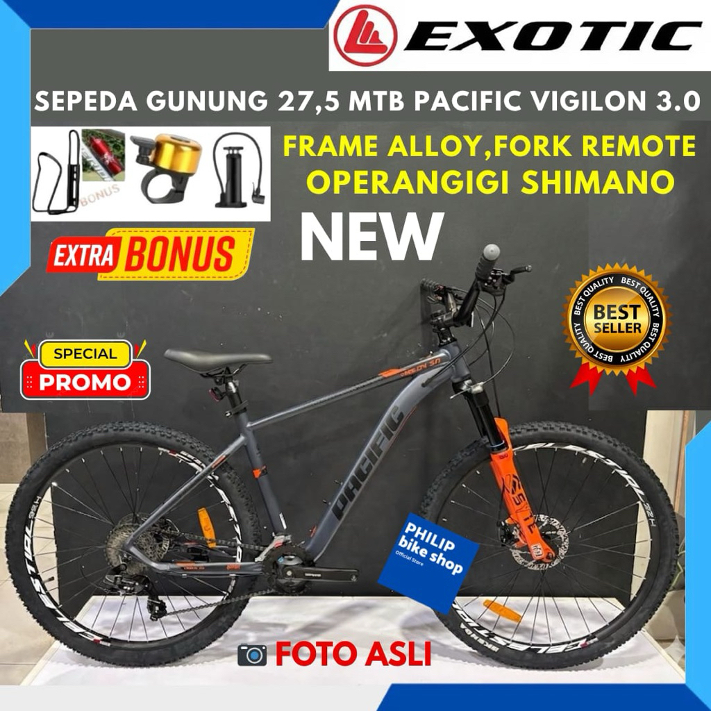 Sepeda Gunung MTB 27,5 Pacific Vigilon 3.0 Frame alloy Fork Remote Lockout Terbaru