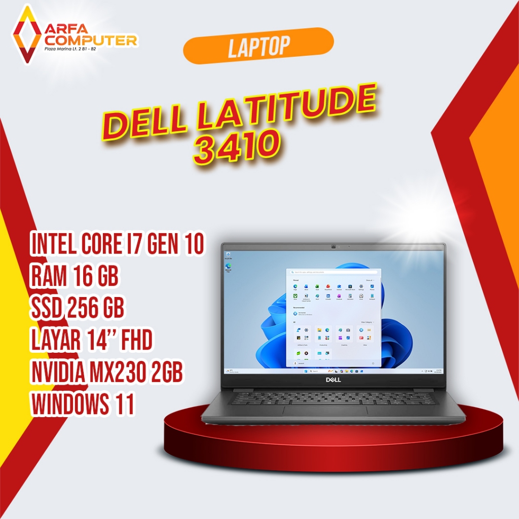 Laptop Second Premium Dell Latitude 3410 Core I7 Gen 10 RAM 16GB SSD 256GB Windows 11 Original