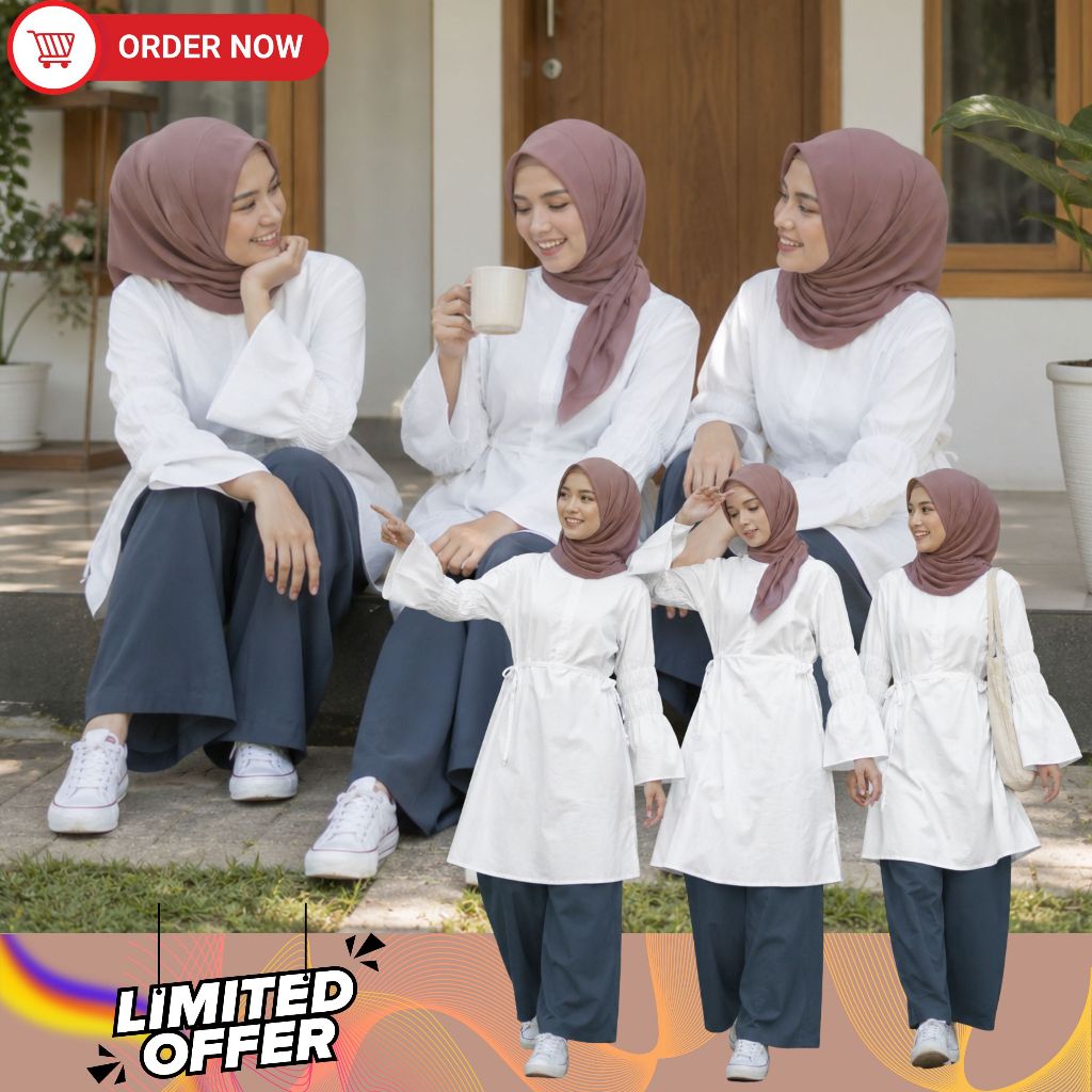 Atasan Tunik  Putih Jumbo Wanita Kekinian Nibras Group YOUTH INSPIRE YINS ITU 43 WHITE