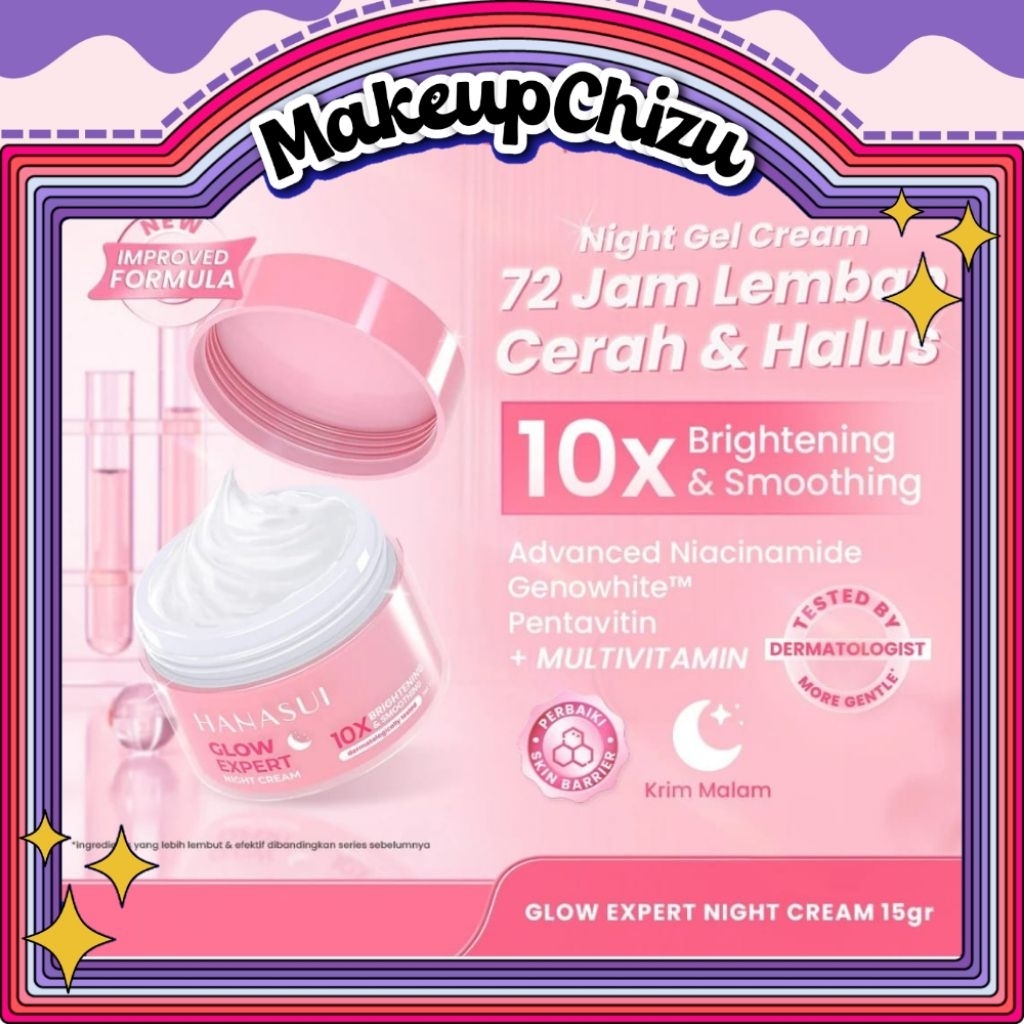MakeupChizu - HANASUI Glow Expert Night Cream 15gr | Krim Malam | Krim Pencerah
