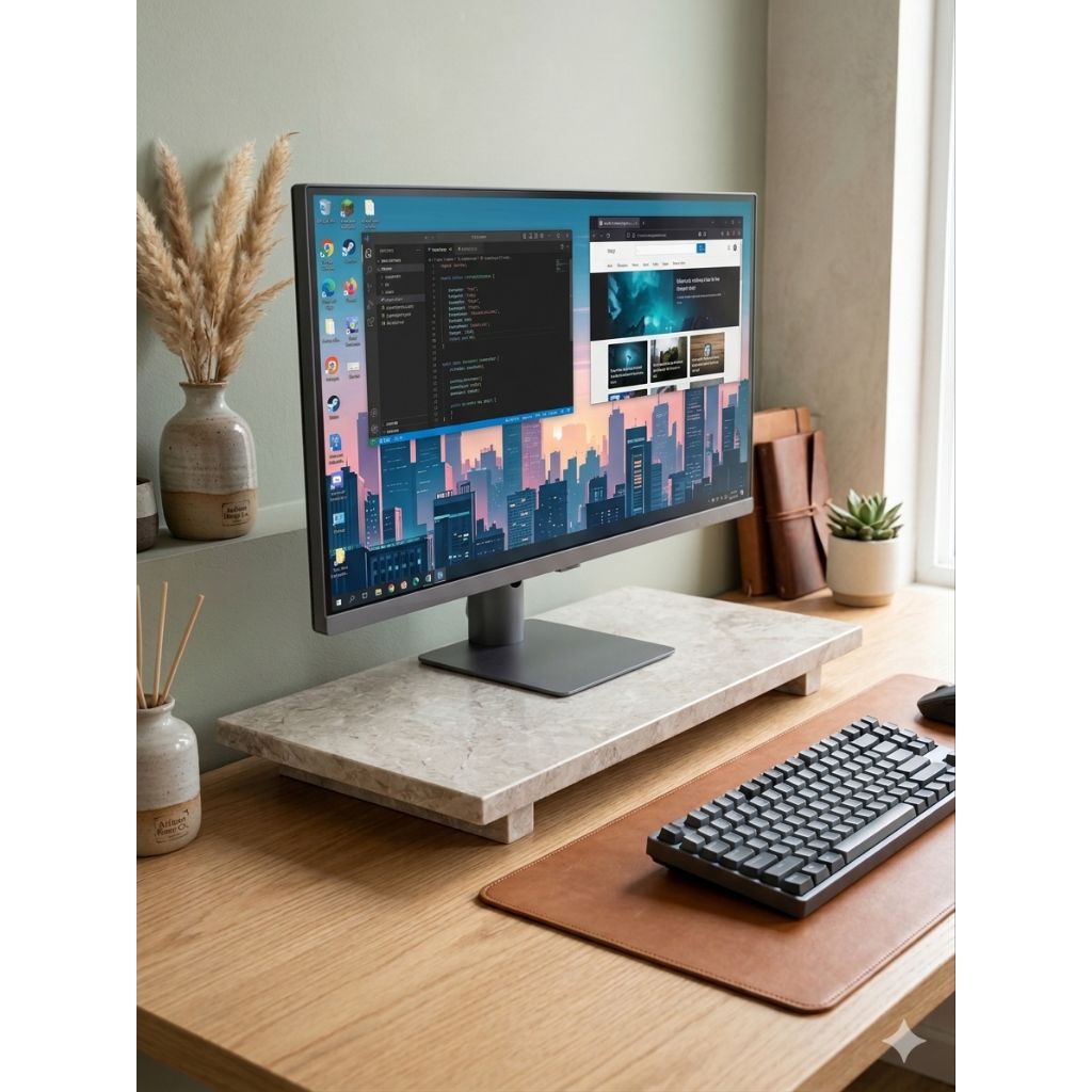 Desk Shelf Monitor Marble Stone Monitor PC Desk meja stand monitor pc Batu Marmer dudukan layar moni