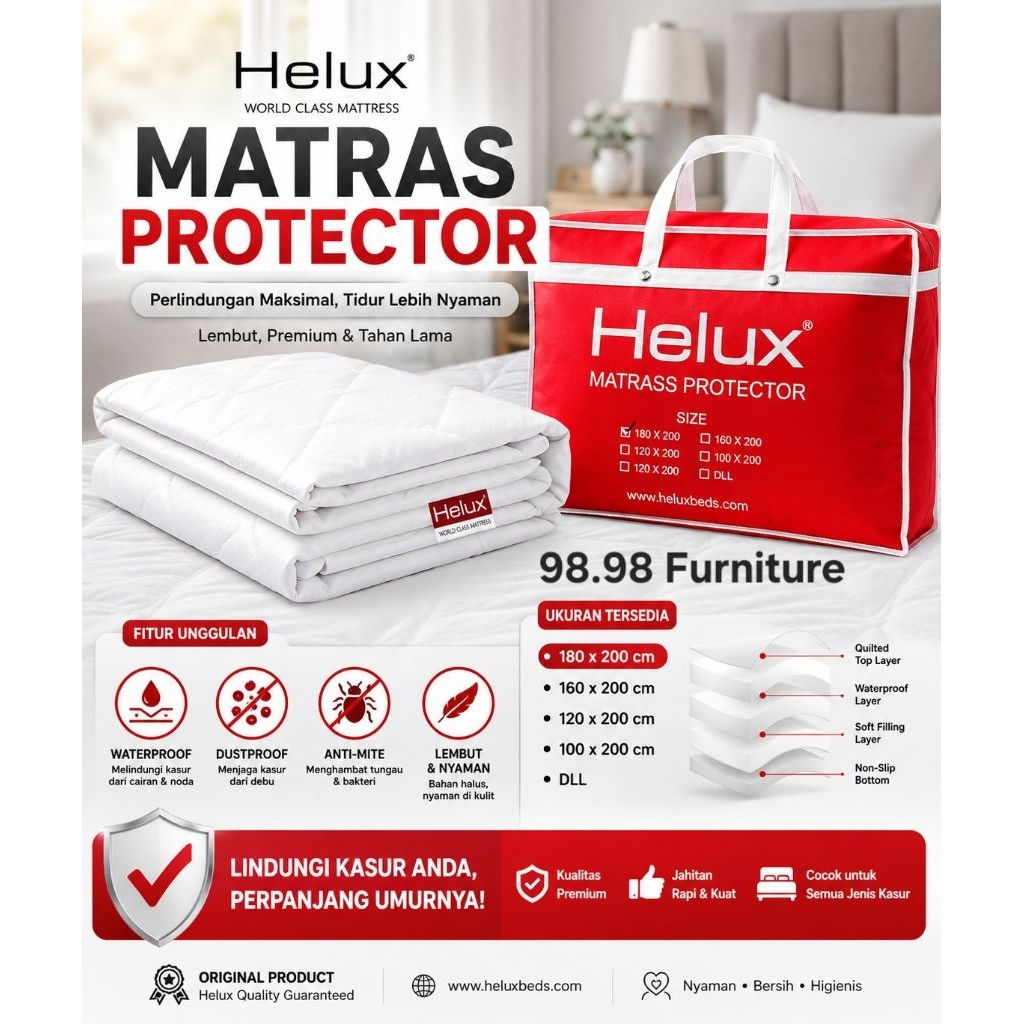 Matras Pad Protector Premium Helux - 180x200cm - Pelapis Kasur
