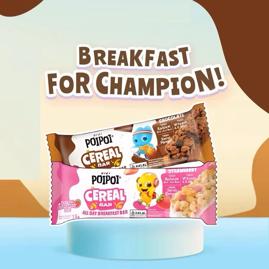 POIPOI Cereal Bar Rasa Cokelat / Strawberry  15g Halal